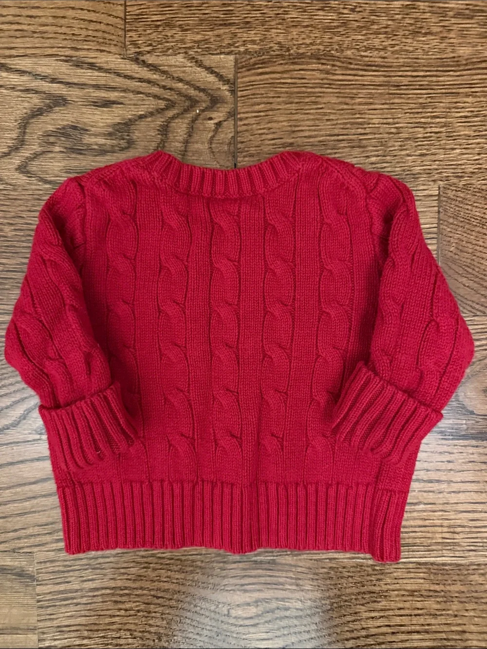 GAP Baby Red Cable-Knit Sweater with Button Shoulder